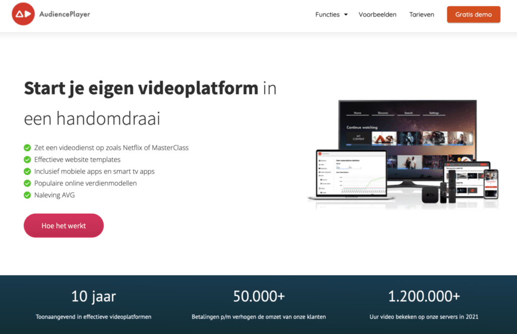 online video platform AudiencePlayer homepage