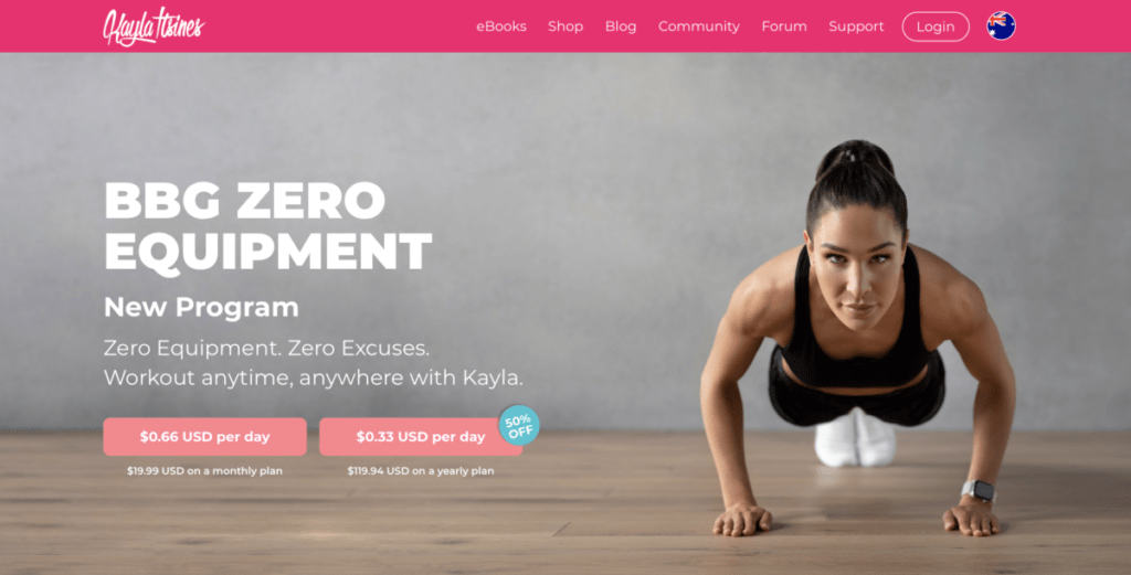 Kayla Itsines - homepage