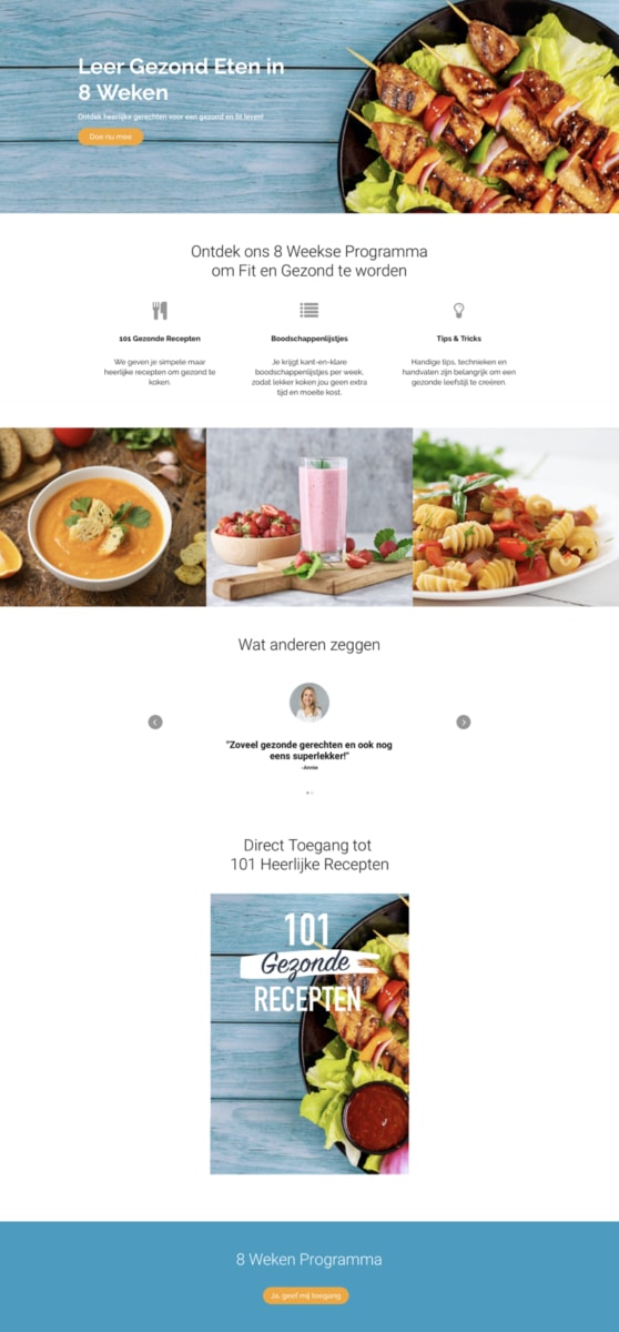 Salespage Cursus Leer Gezond Eten in 8 Weken