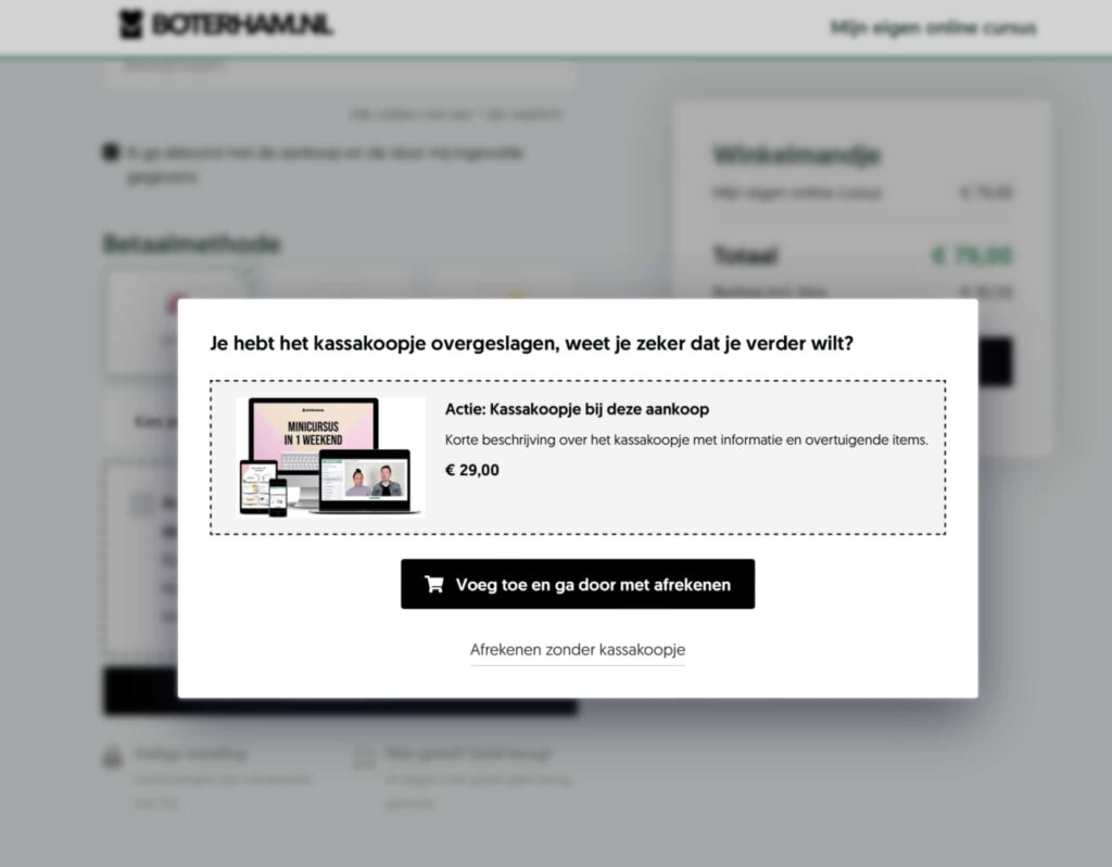 Kassakoopje vergeten voorbeeld