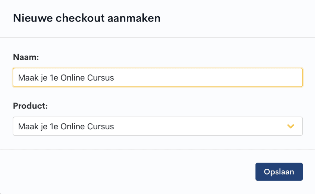 Voorbeeld van het aanmaken van de Checkout