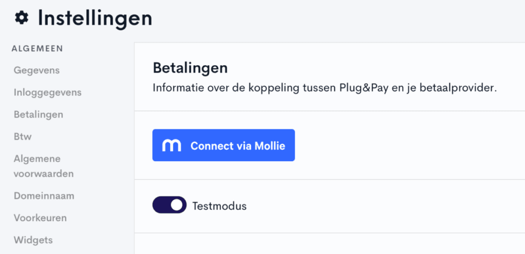 Mollie Connect aan Plug & Pay