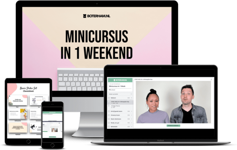 cover minicursus in 1 weekend met laptop desktop mobiel voorbeelden