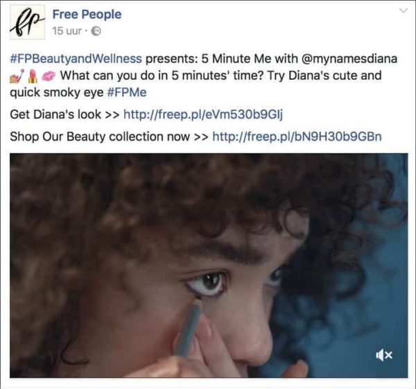 voorbeeld facebook social media post van freepeople fashion