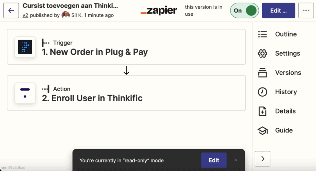 Zap overzicht van de betaalpagina automatisering