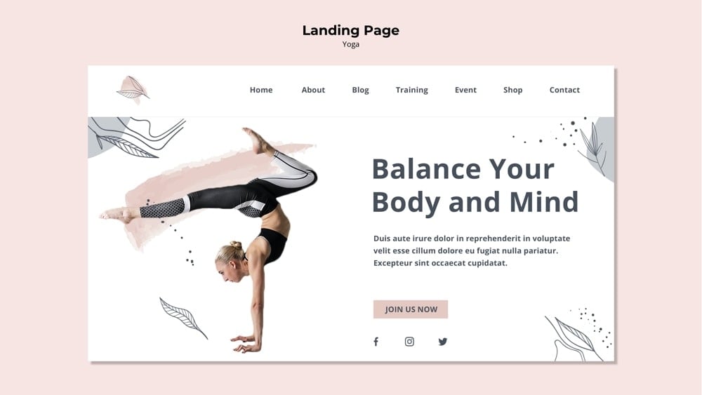 landingspagina yoga website