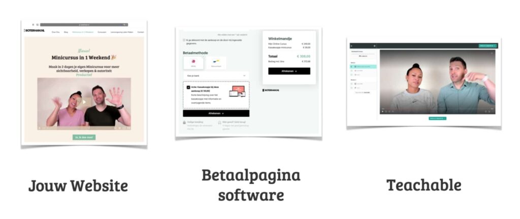 opzet website betaalpagina-teachable leeromgeving