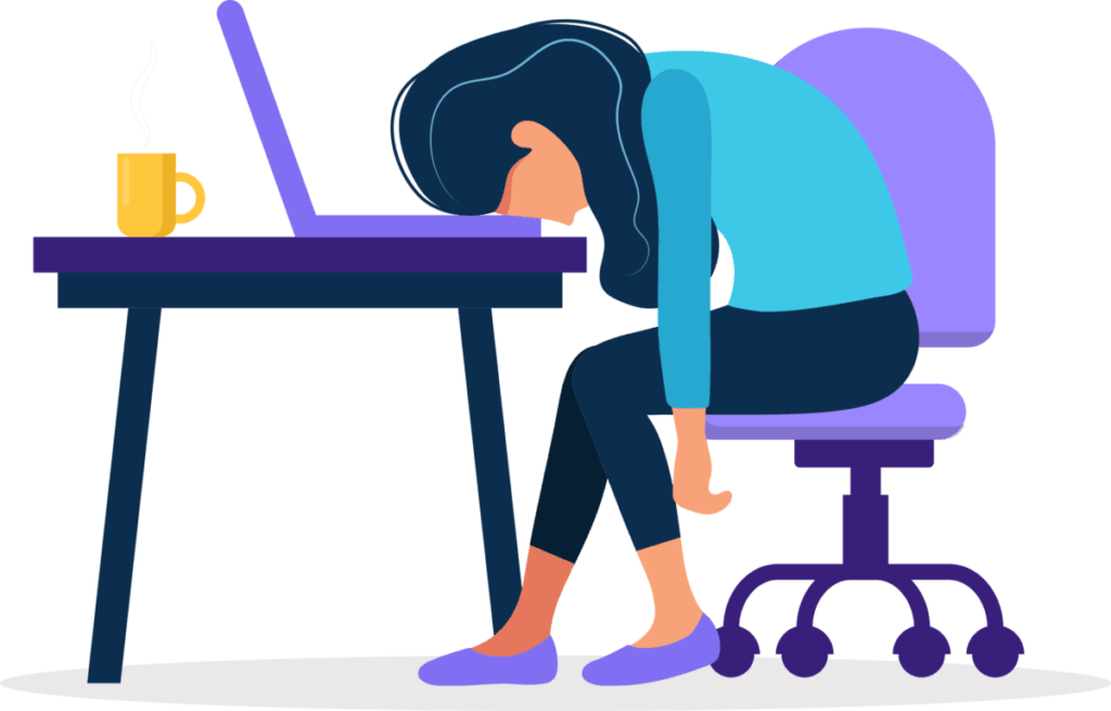 vrouw moe laptop bureau zonder achtergrond