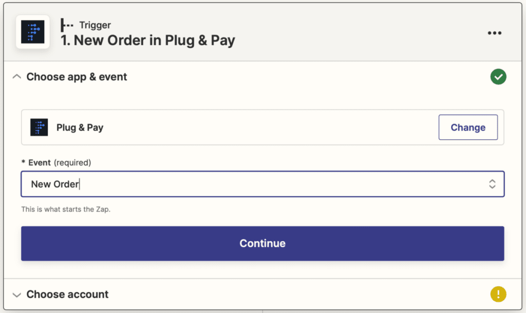 Zapier Trigger Event selecteren